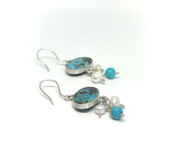 Silver Turquois Oval Earrings