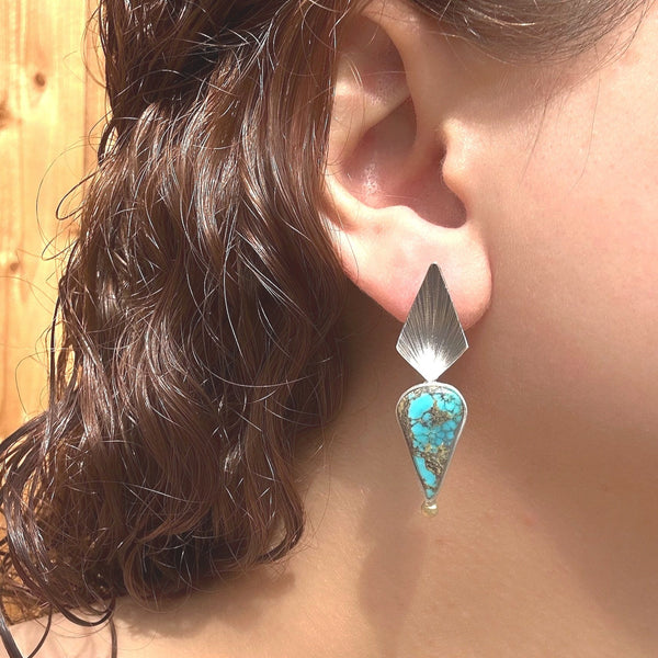 Silver Turquois Arrow Earrings