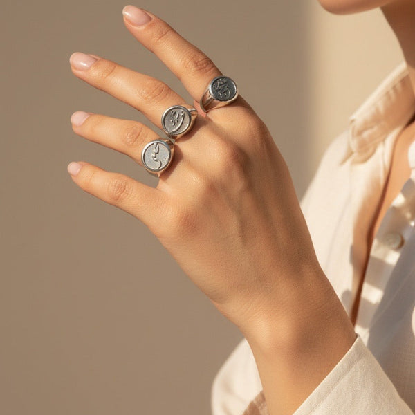 Farsi Words Silver Rings