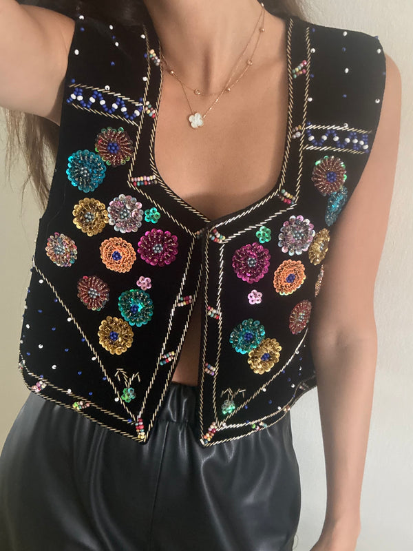 Blooms of Beauty Hand Beaded Vest