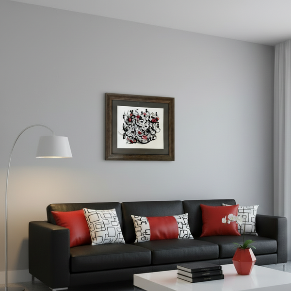 Poetry Calligraphy Paintings with Wooden Frame