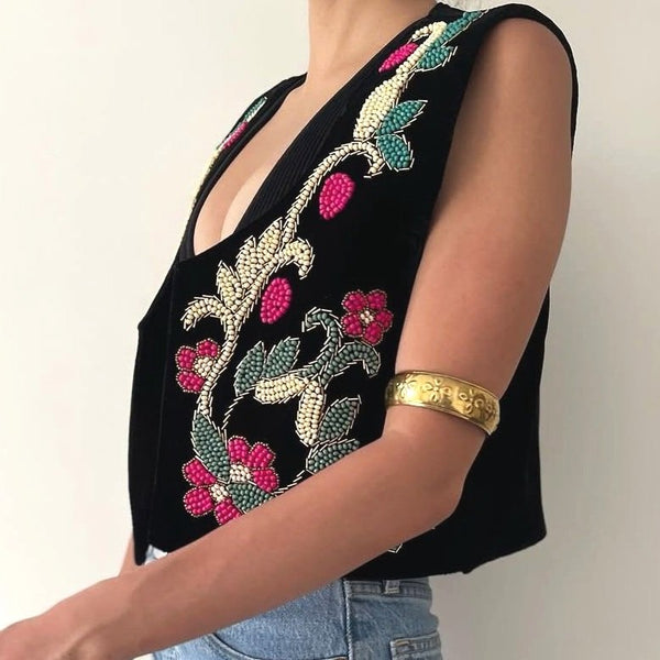 Pink Feast Hand Beaded Vest