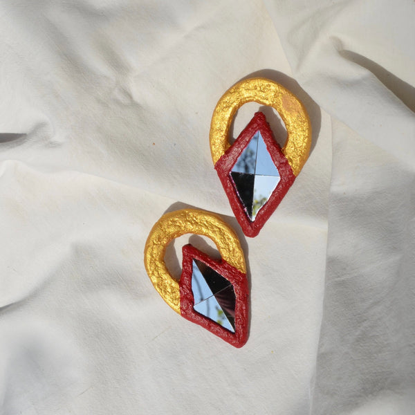 Ram's Horn Mirror Earrings