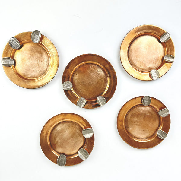 Copper Ashtray with Pahlavi Coin