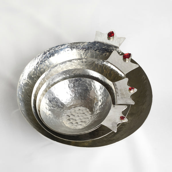 Copper Pomegranate Bowl with Red Gem