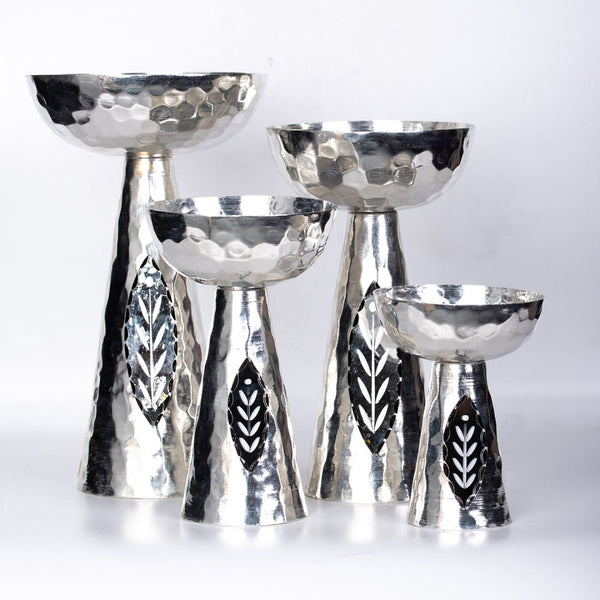 Footed Copper Bowl with Etched Mirror