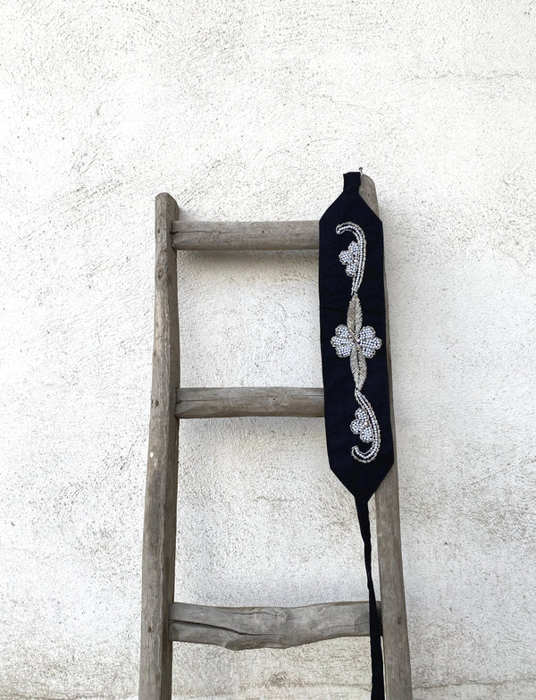 Winter Blossom Hand Beaded Belt