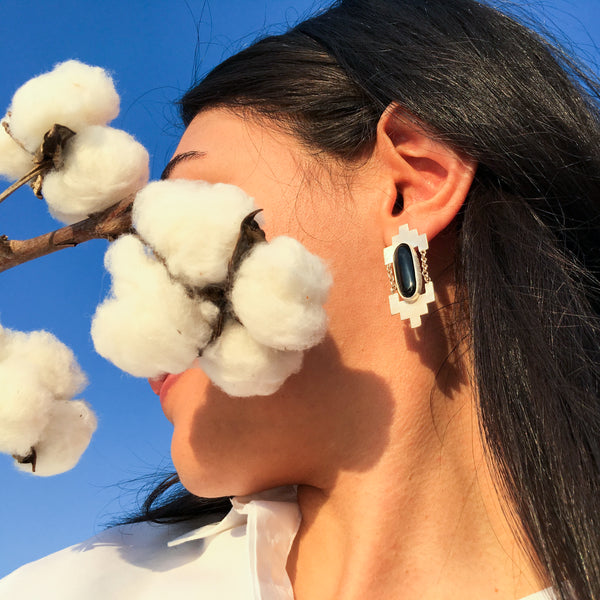 Dook Silver Onyx Earring