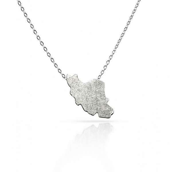 Small Iran Map Minimal Silver Necklace