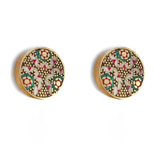 Brass & Khatam Stud Earrings