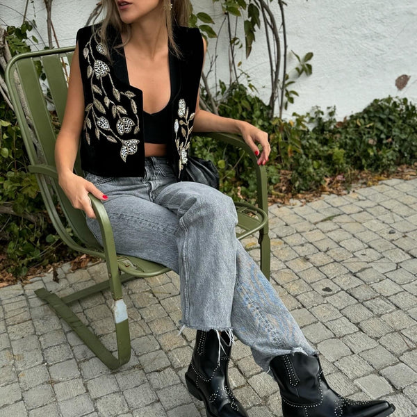 Golden Garden Hand beaded Vest