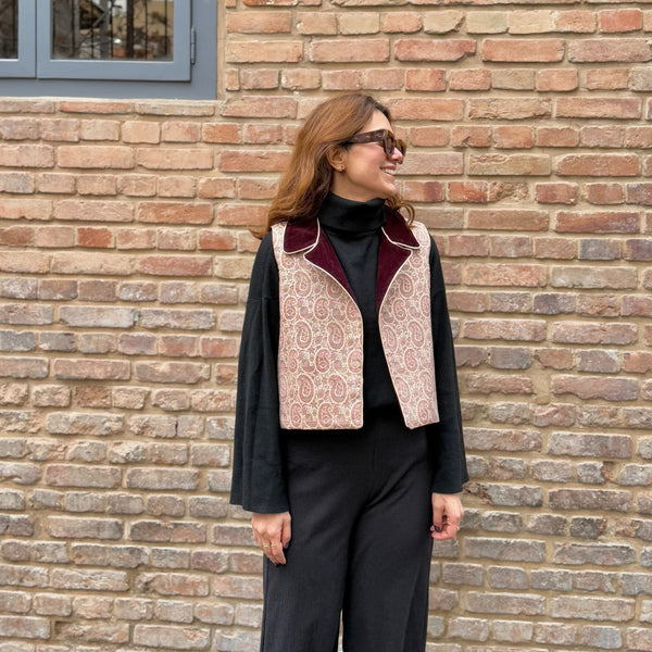 Purple Velvet Collar Khatoon Vest