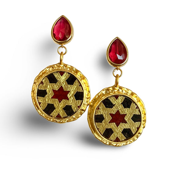 Kashan Round 22K Gold-Plated Khatam Earrings