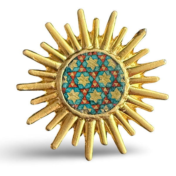 Sun 22K Gold-Plated Khatam Brooch