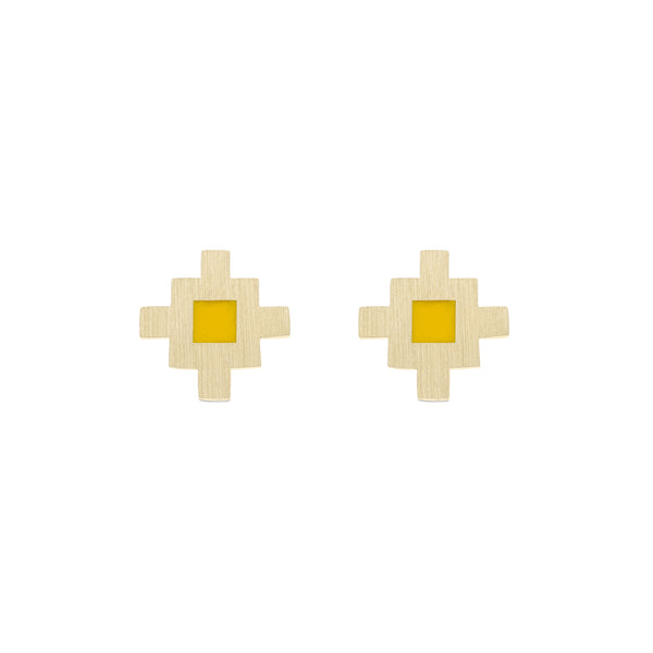 Bahar Earrings Yellow Enamel