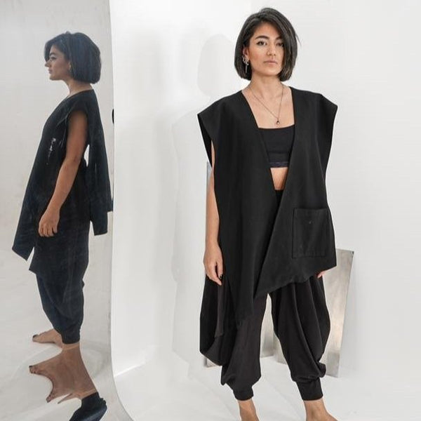 Asymmetrical Black Vest