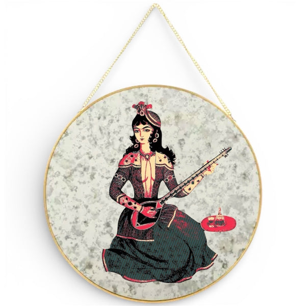 Setar Qajar Lady Round Wall Mirror