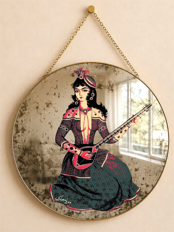 Setar Qajar Lady Round Wall Mirror