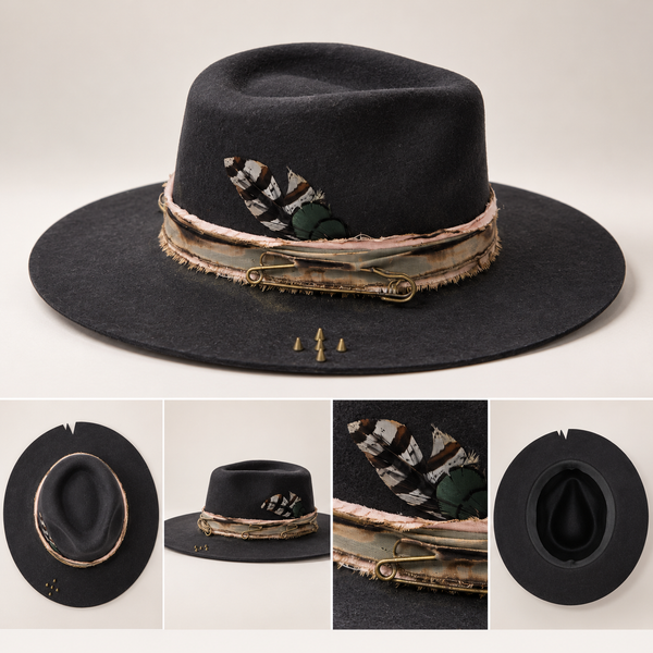 Dark Brown Feather-Embellished Fedora