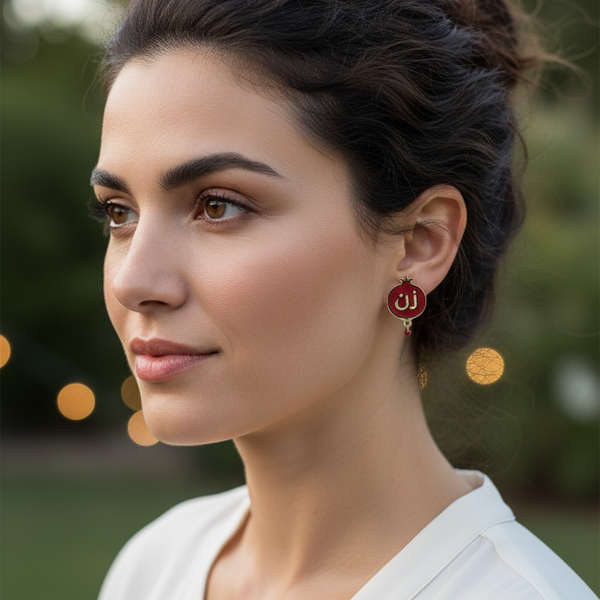 Small "Zan" Pomegranate Velvet Earrings