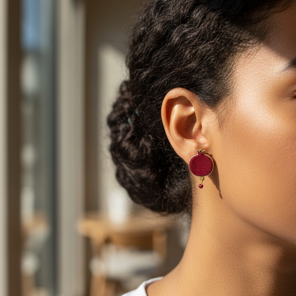 Small Pomegranate Velvet Earrings