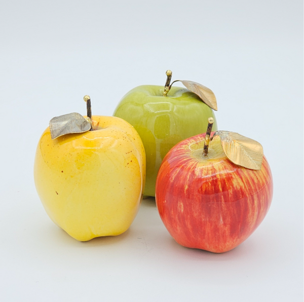 Decorative Ceramic Small Golab Apple with Brass Leaf