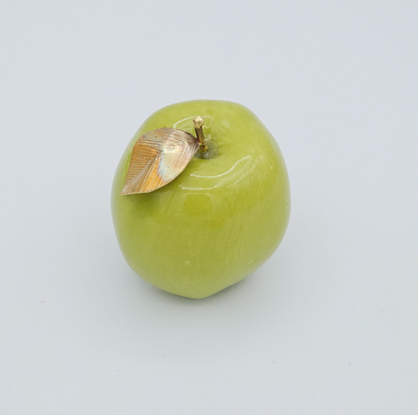 Decorative Ceramic Small Golab Apple with Brass Leaf