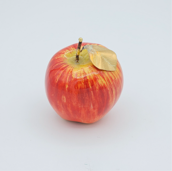 Decorative Ceramic Small Golab Apple with Brass Leaf