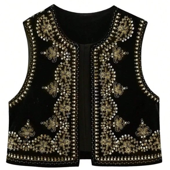 Zarrin Velvet Vest with Embroidery
