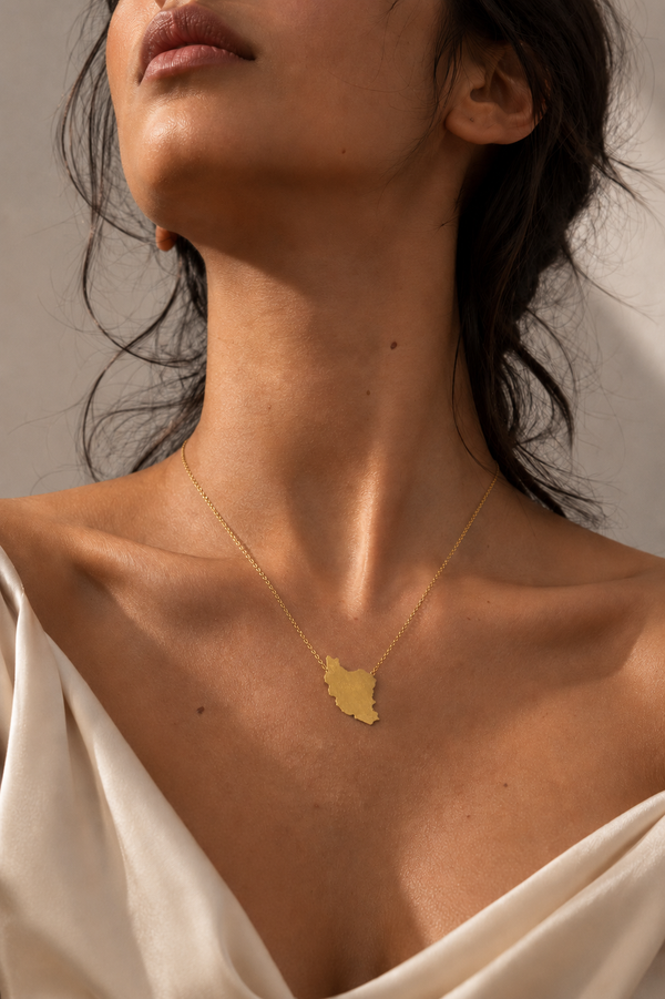 Small Iran Map Minimal Brass Necklace