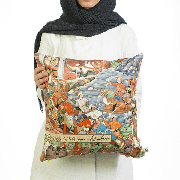Historical Battle Scene Persian Pillow
