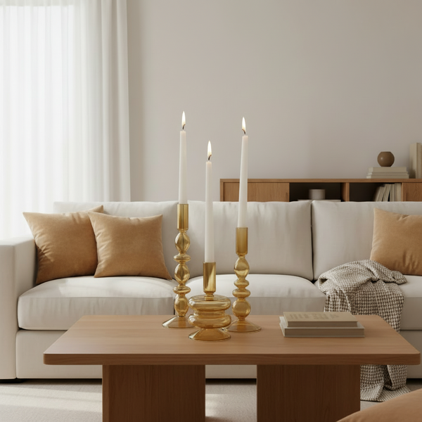 Apricot Glass Candle Holder