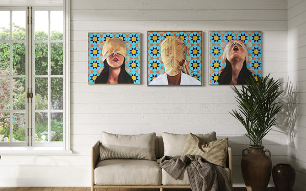 Ornamental Oppression Triptych Paintings