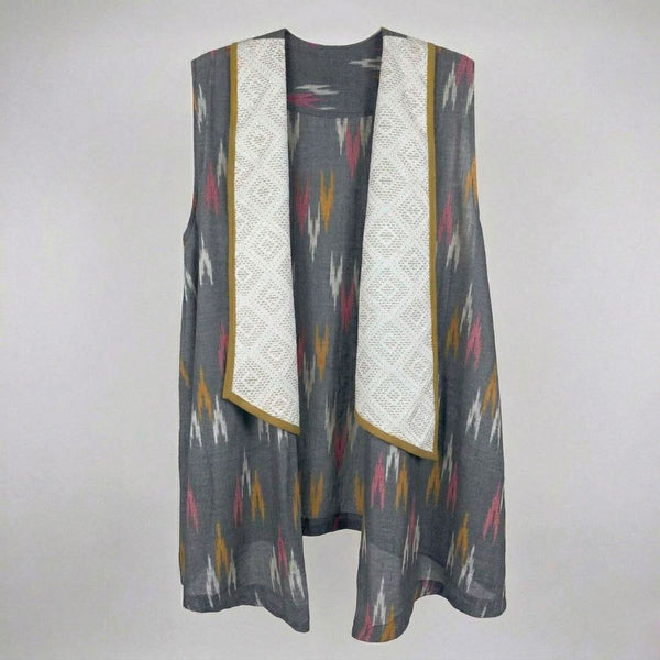 Hashti Pattern Long Vest