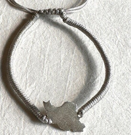 Unisex Iran Map Silver Bracelet