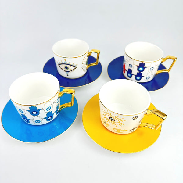 Light Blue Hamsa Cup & Saucer