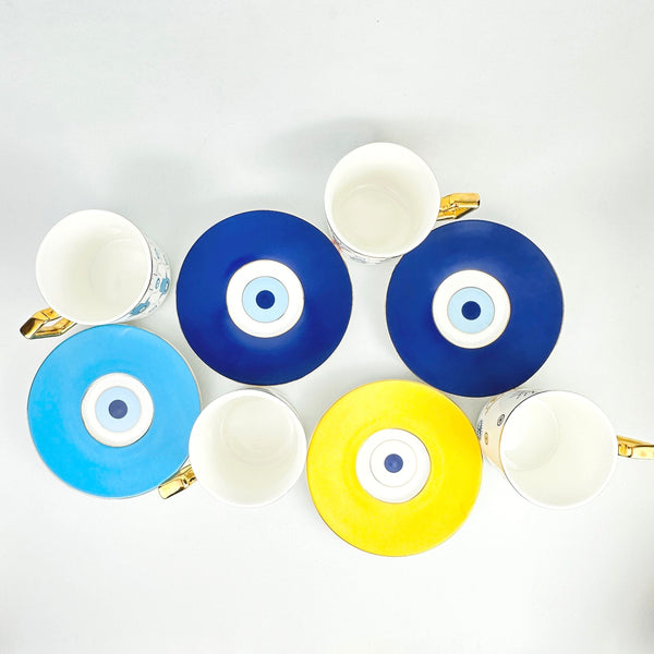 Light Blue Hamsa Cup & Saucer