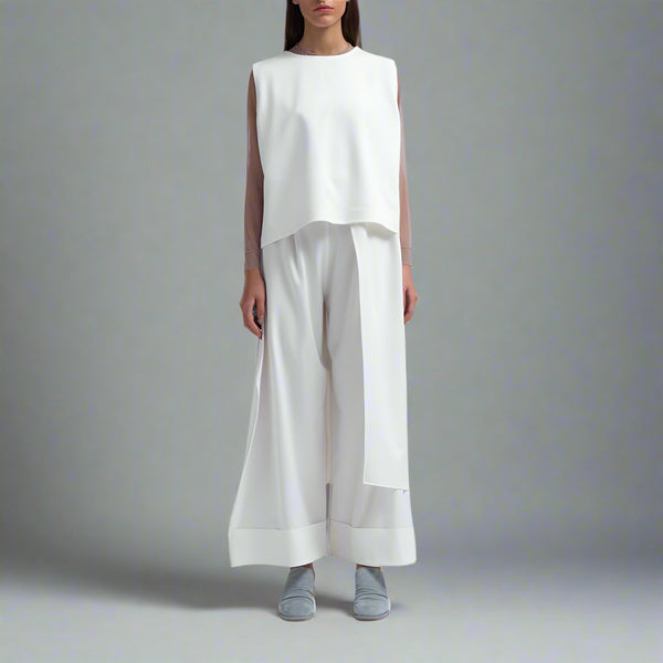 Layered Linen Top White