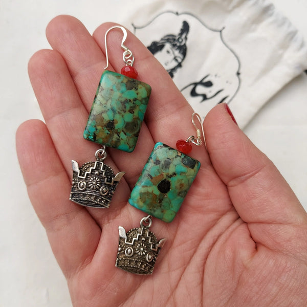 Silver Aqua Agate Earrings