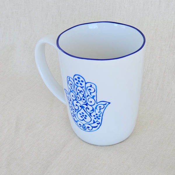 Blue Hamsa Mug Hand Painted