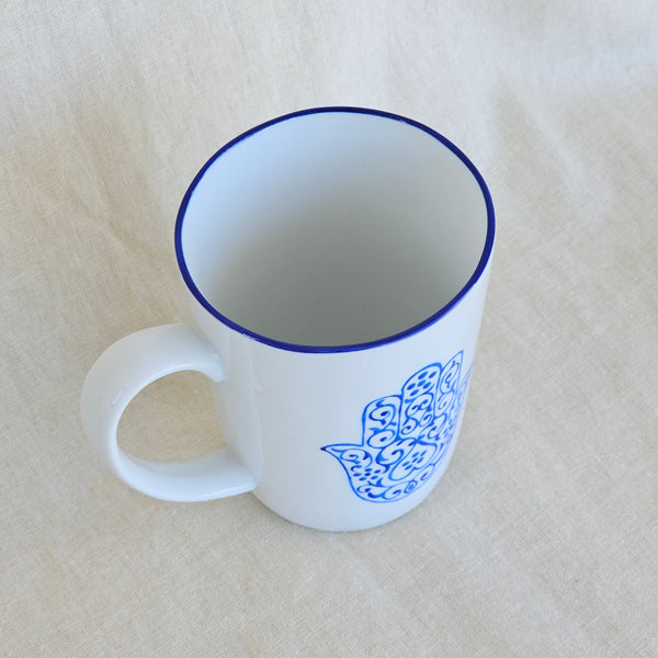 Blue Hamsa Mug Hand Painted