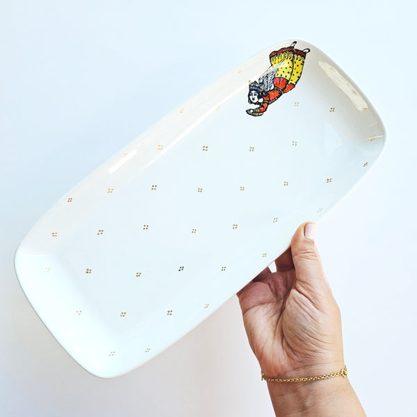 Persian Angels Rectangular Dish With Gold
