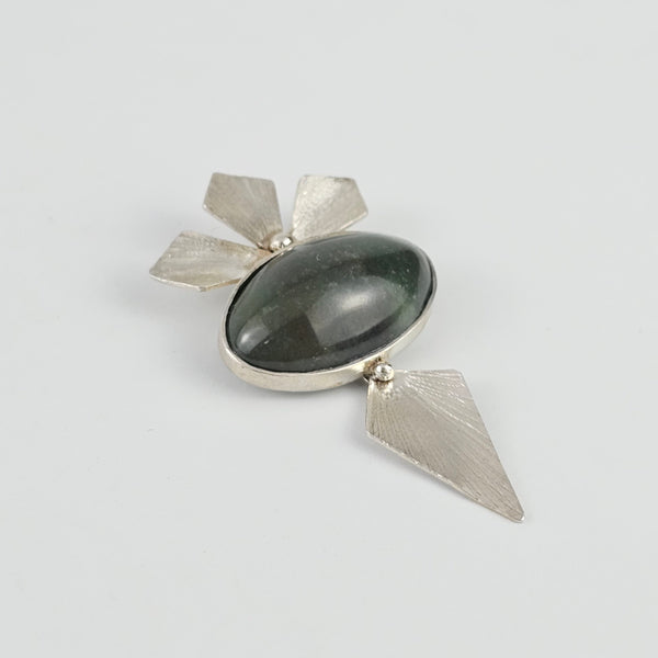 Jade Silver Brooch