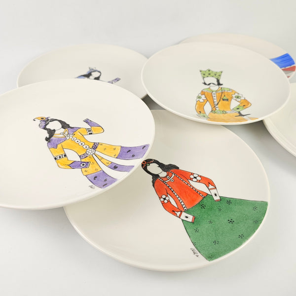 Hand Painted Qajar Characters Appetizer Plates