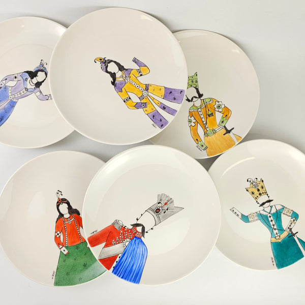 Hand Painted Qajar Characters Appetizer Plates