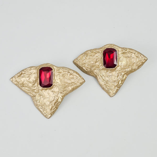 Triple Leaf Paper Mache Earring