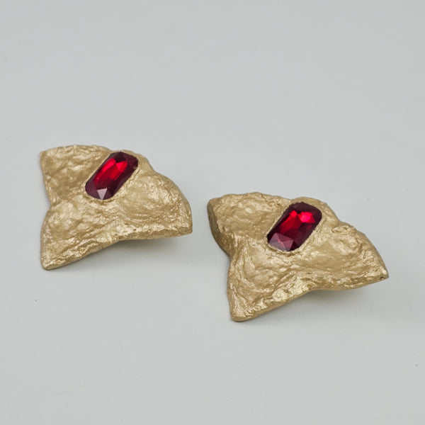 Triple Leaf Paper Mache Earring