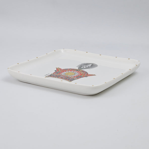 Pahlavi Crown Rounded edge Jewelry Dish with Gold Touches