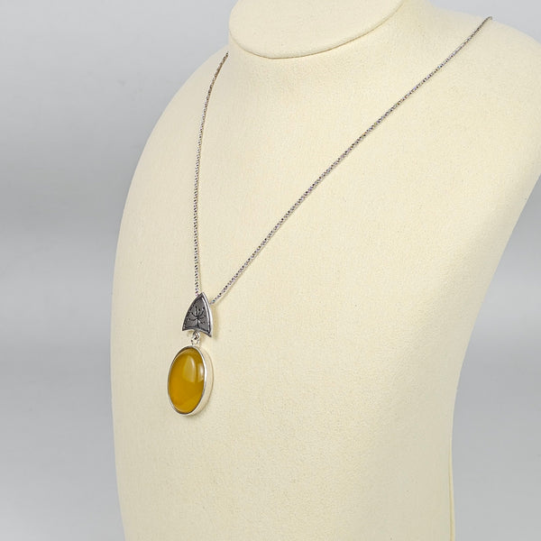 Honey Opal Silver Necklace