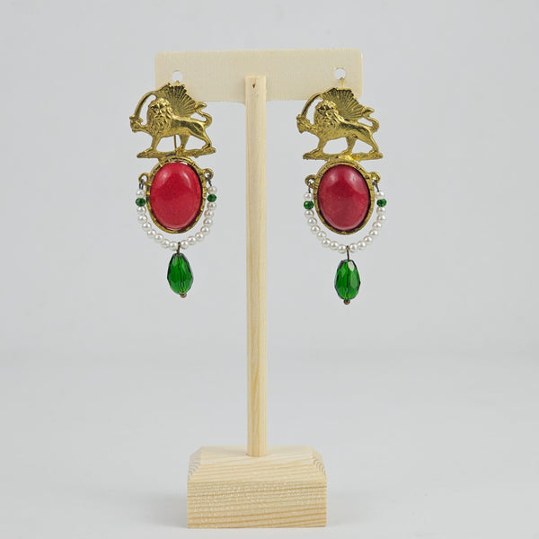 Golden Shir o Khorshid Brass Earrings